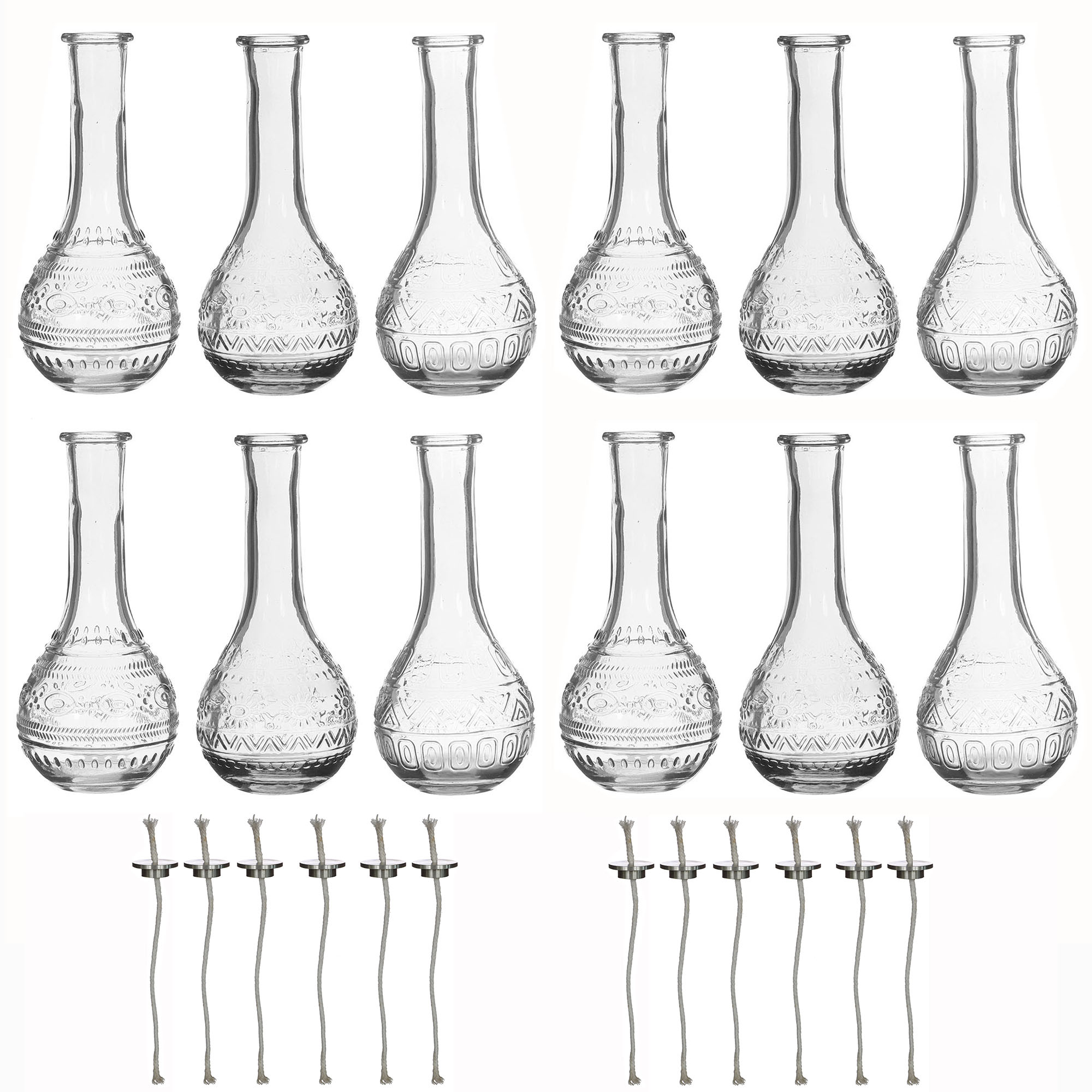 12 x Vase (inkl. 12 x Docht)