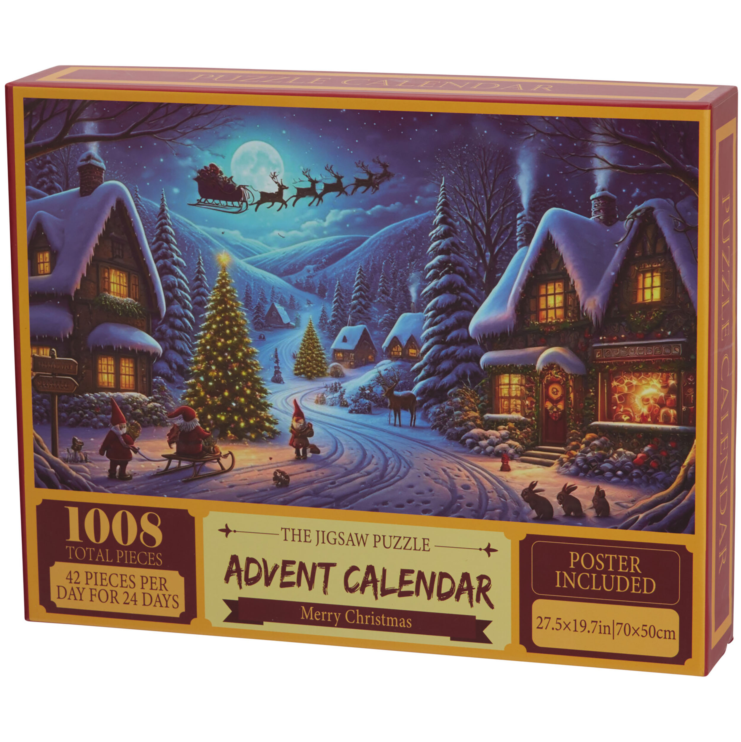Adventskalender Puzzle mit 1008 Teilen - 24 Schachteln mit jeweils 42 Teilen - 50 x 70 cm