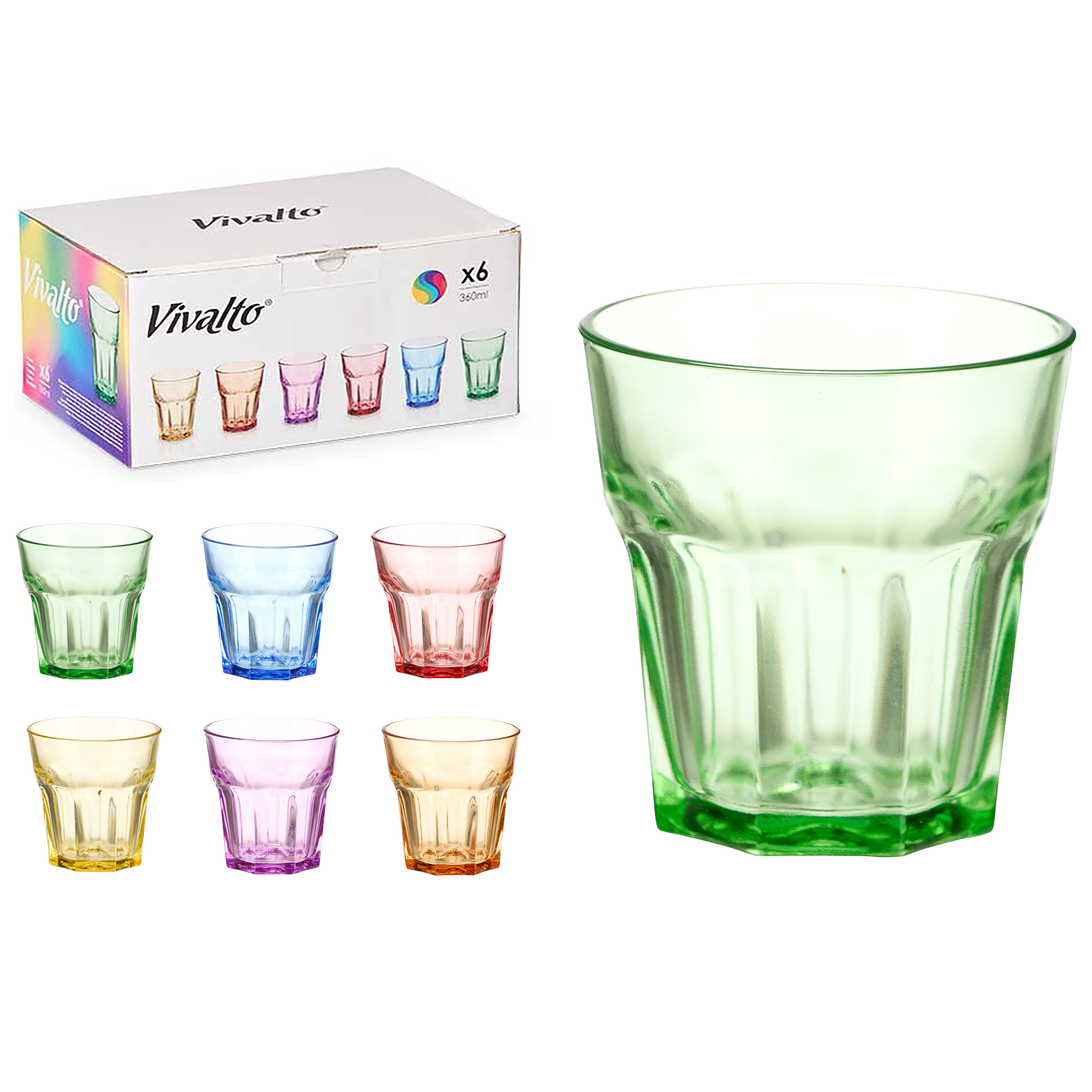 76757_AR-Kopie-2AdhUPUKtGN5pj 6 x Trinkgläser aus buntem Glas 300 ml - H 12 cm