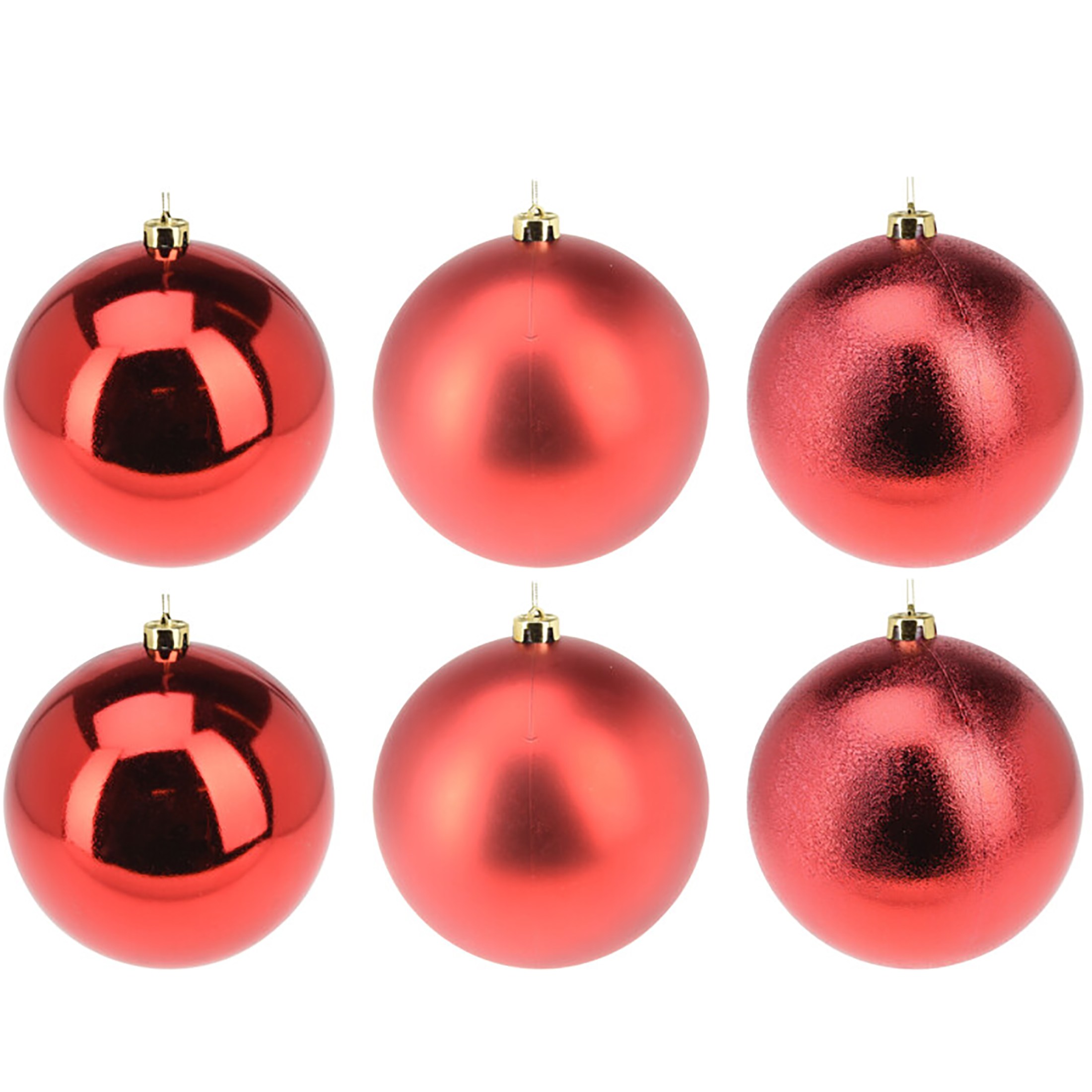 6-tlg Set XXL Weihnachtskugeln für Draußen  Ø 12 cm - Glanz/Matt/Glitter