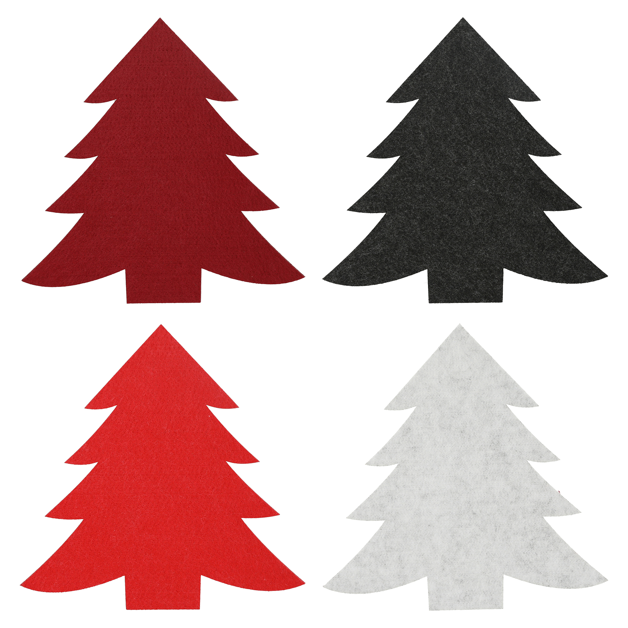 68302-Kopie 12 x Filzdeko "Tannenbaum" 4 Farben 19 x 18,5 cm