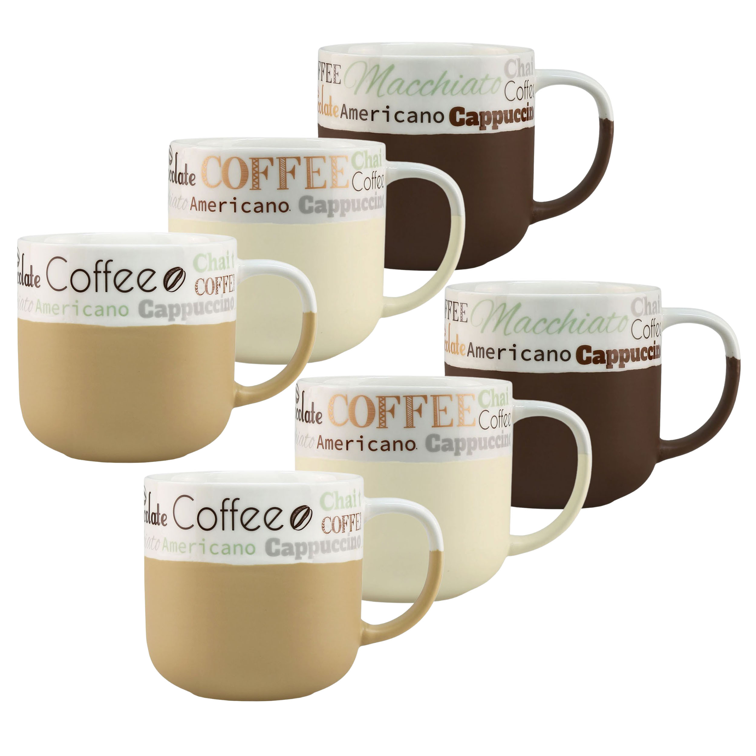 5135946-6er 6-tlg. Set Kaffeetassen aus Keramik mit Henkel 390 ml