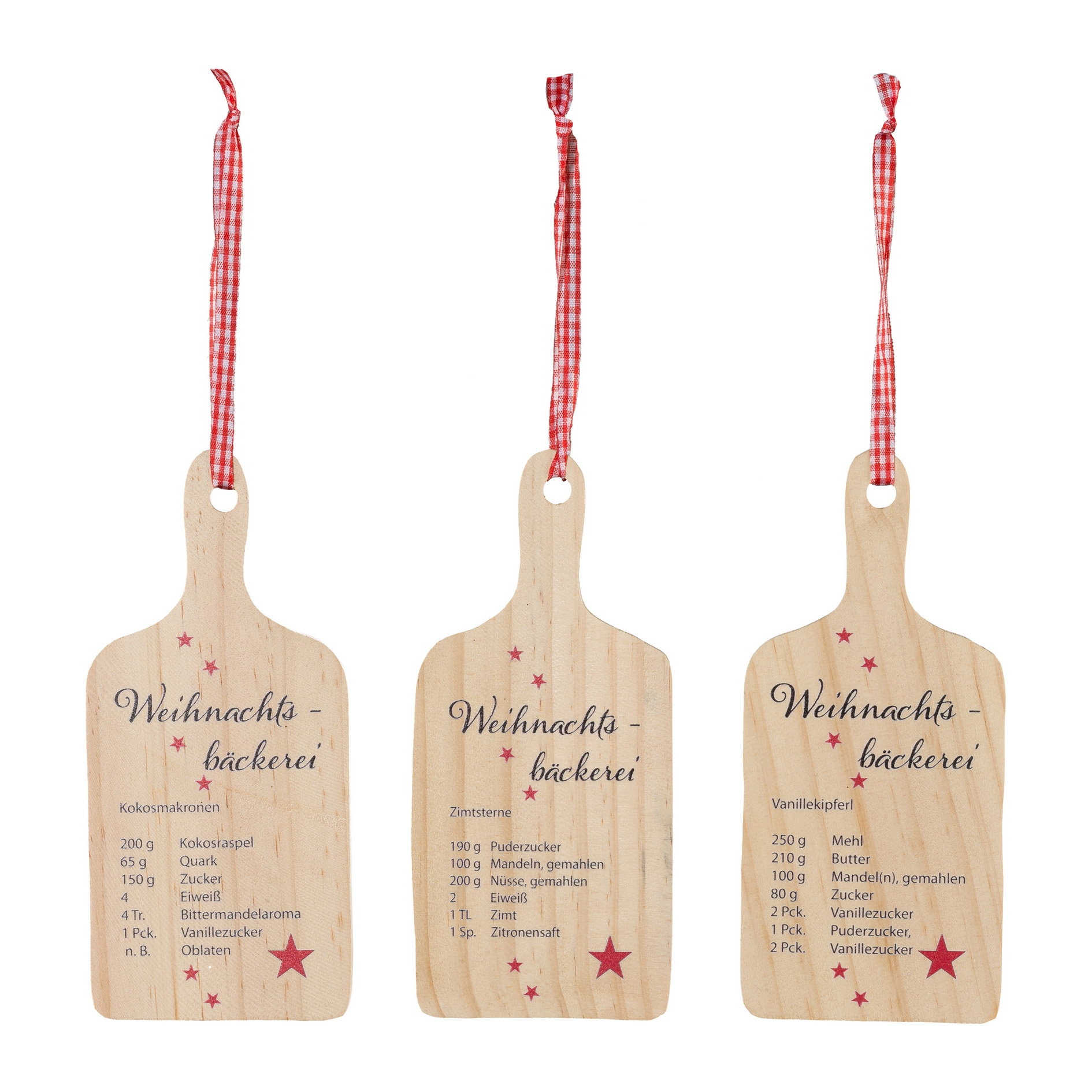 3-tlg. Set Holz-Hänger "Frühstücksbrett" mit Plätzchen-Rezept