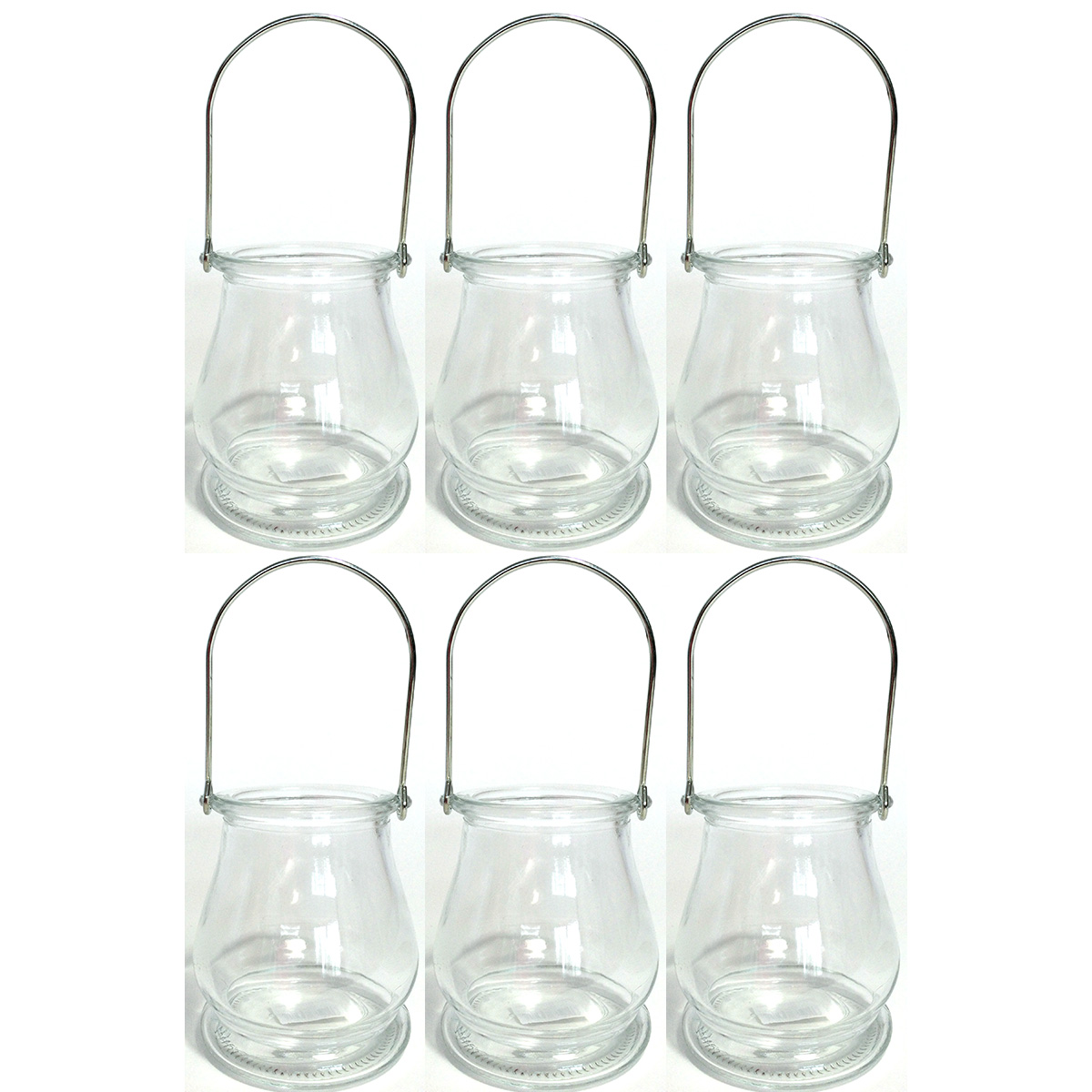 6 x Vase oder Windlichter mit hübscher Glasmusterung und Henkel