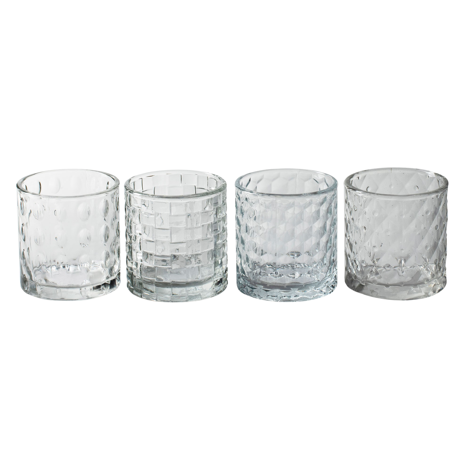 12 x Teelichtgläser mit stilvoller Musterung H 7,5 cm - Ø 7 cm