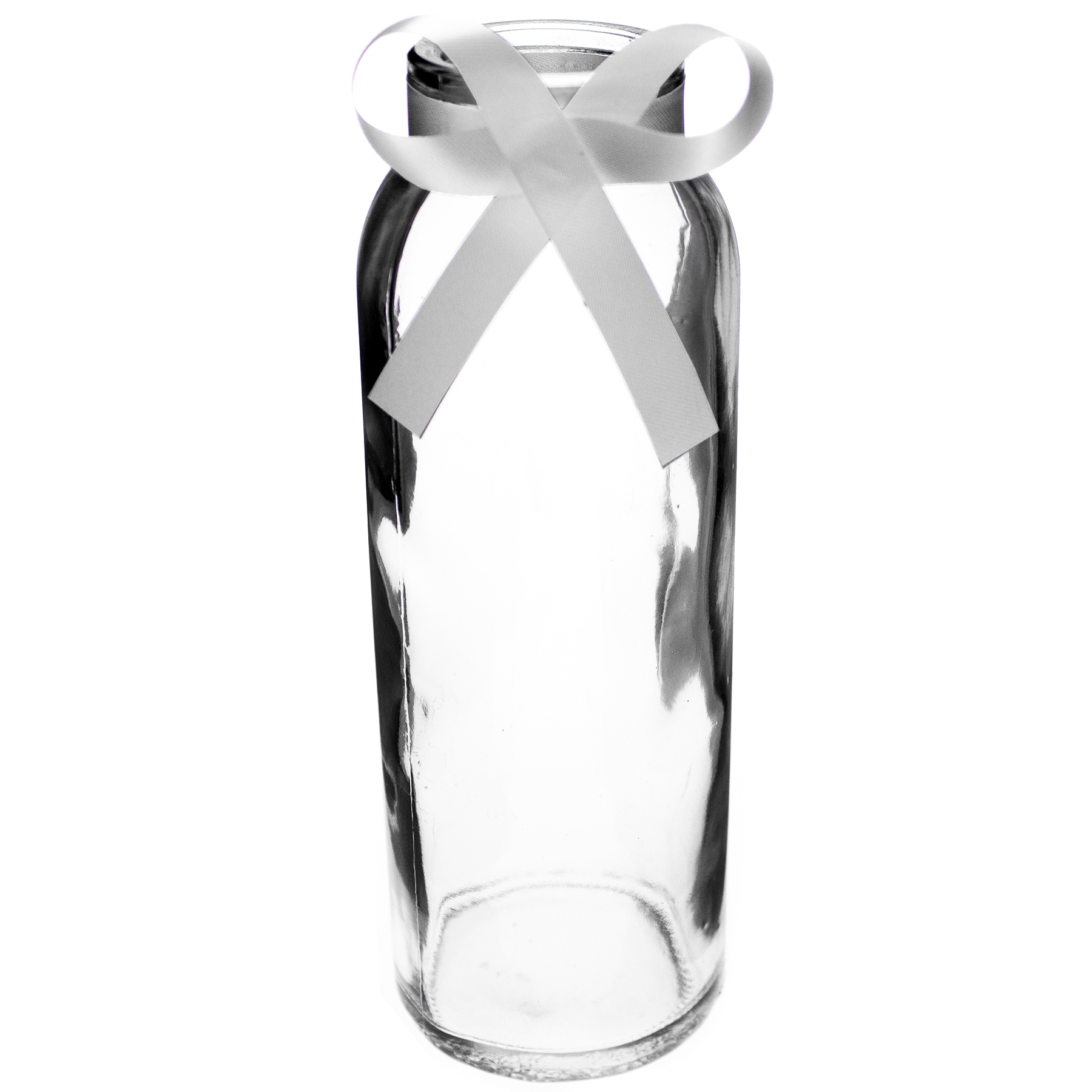 546985_Glasfl-schen-mit-weissem-Band-_pUbtPCrsHOP3i 16 x Glasflaschen im Landhausstil + gratis Dekoband H 16 cm