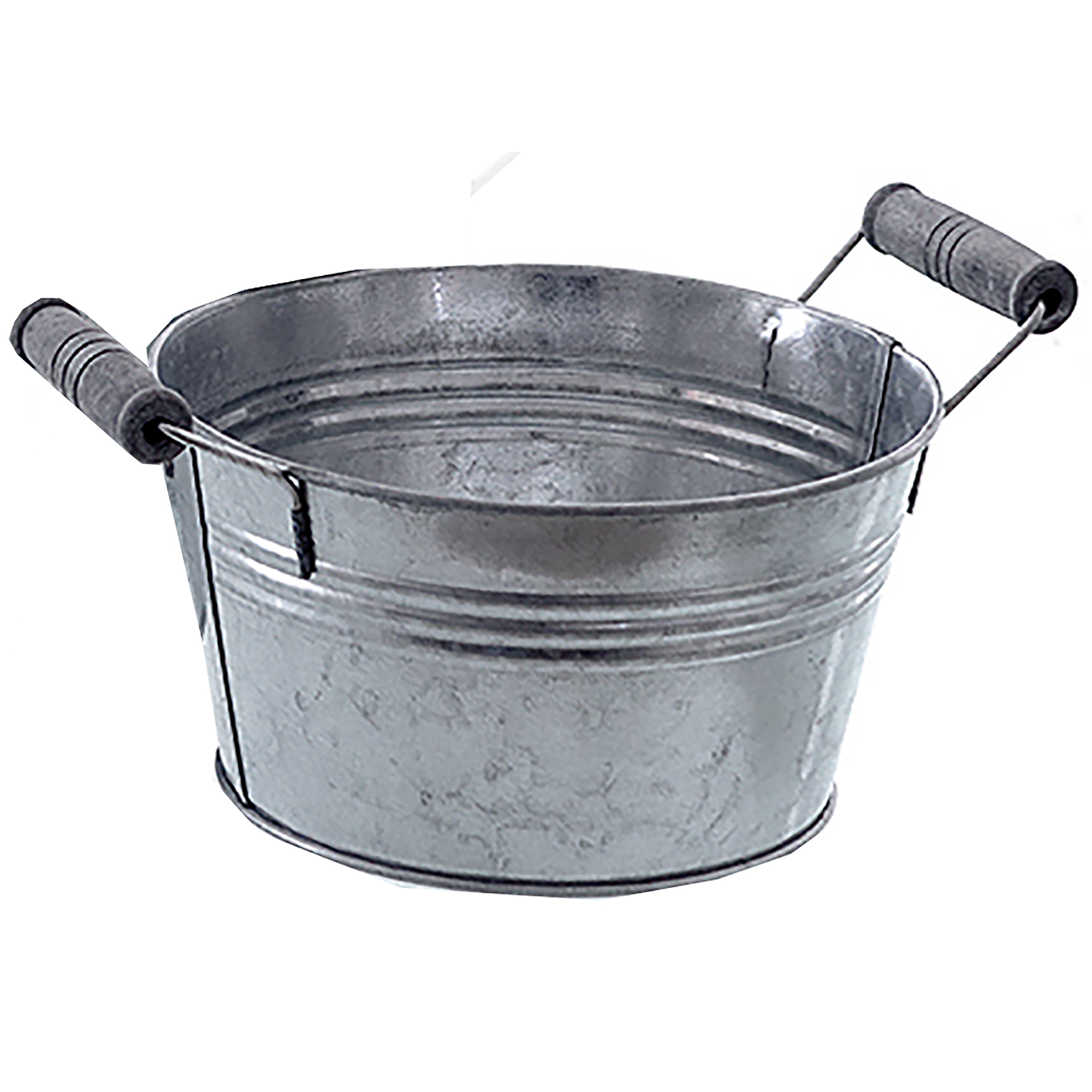 Wanne verzinkt mit zwei Holzgriffen im Vintage-Look