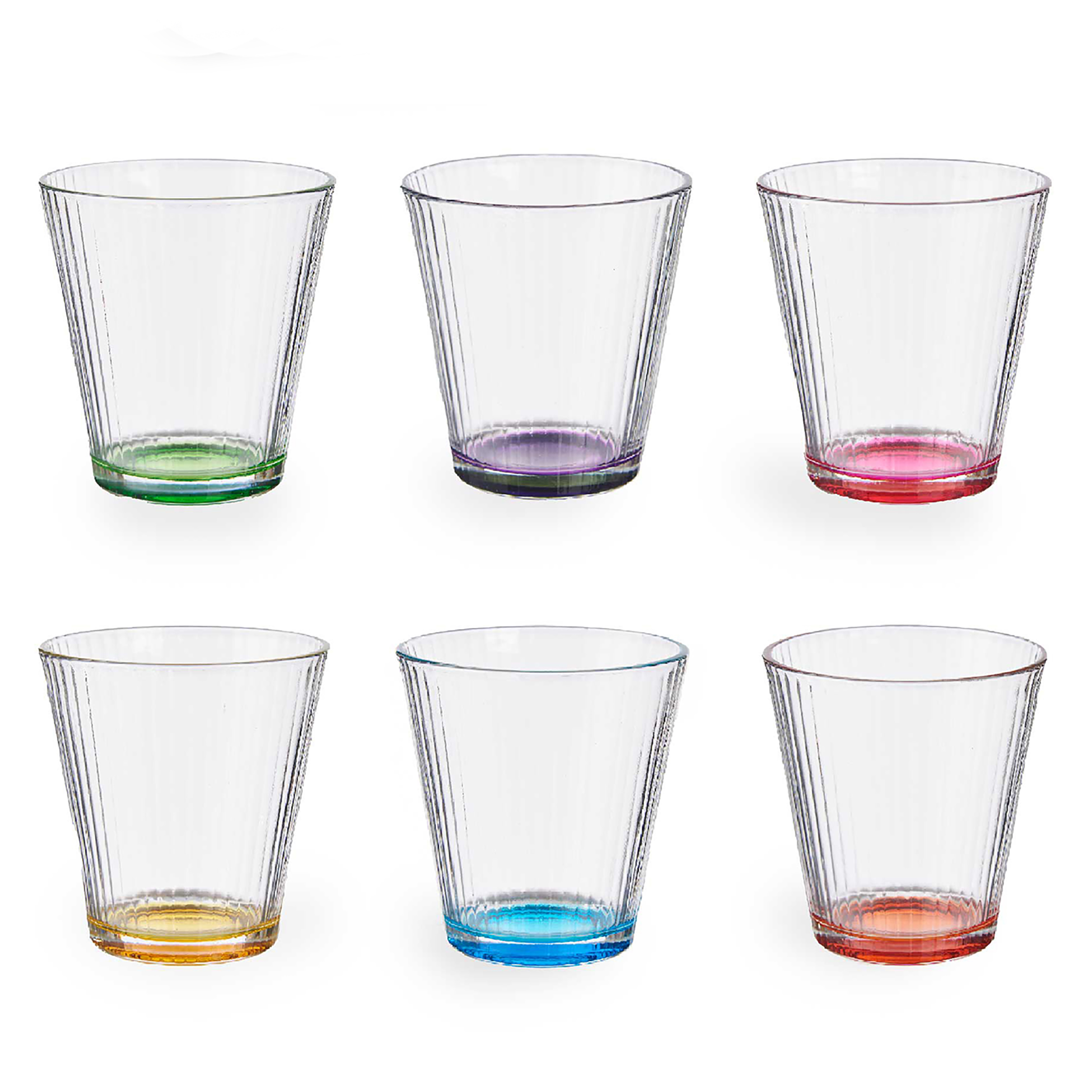 82269_ 6 x Trinkgläser mit buntem Glasboden - 310 ml - Spülmaschinenfest