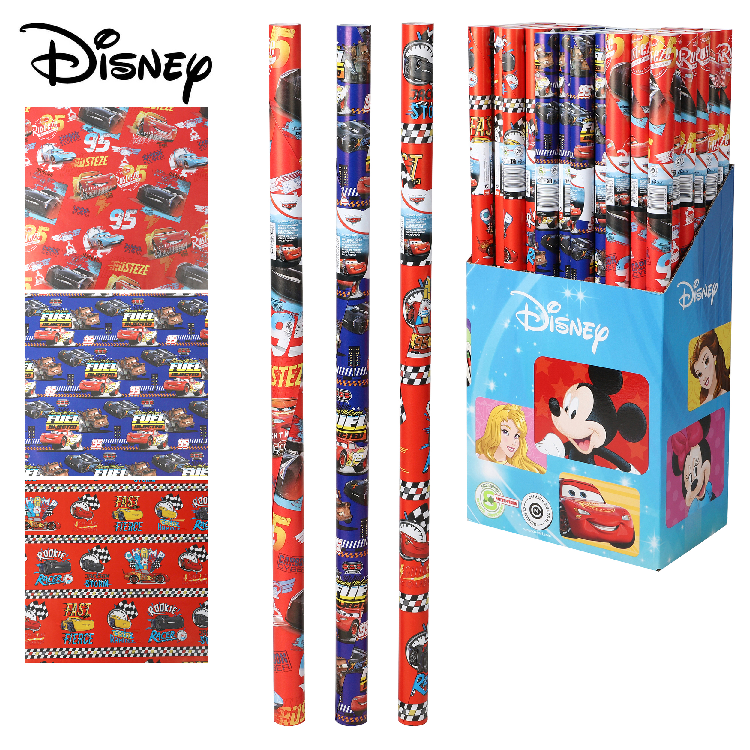 182049-KopieMpBtFB5bZJfRg 6 Rollen Geschenkpapier "Disney" CARS für Kinder - 12 lfd. Meter / Rolle 2 x 0,70 Meter