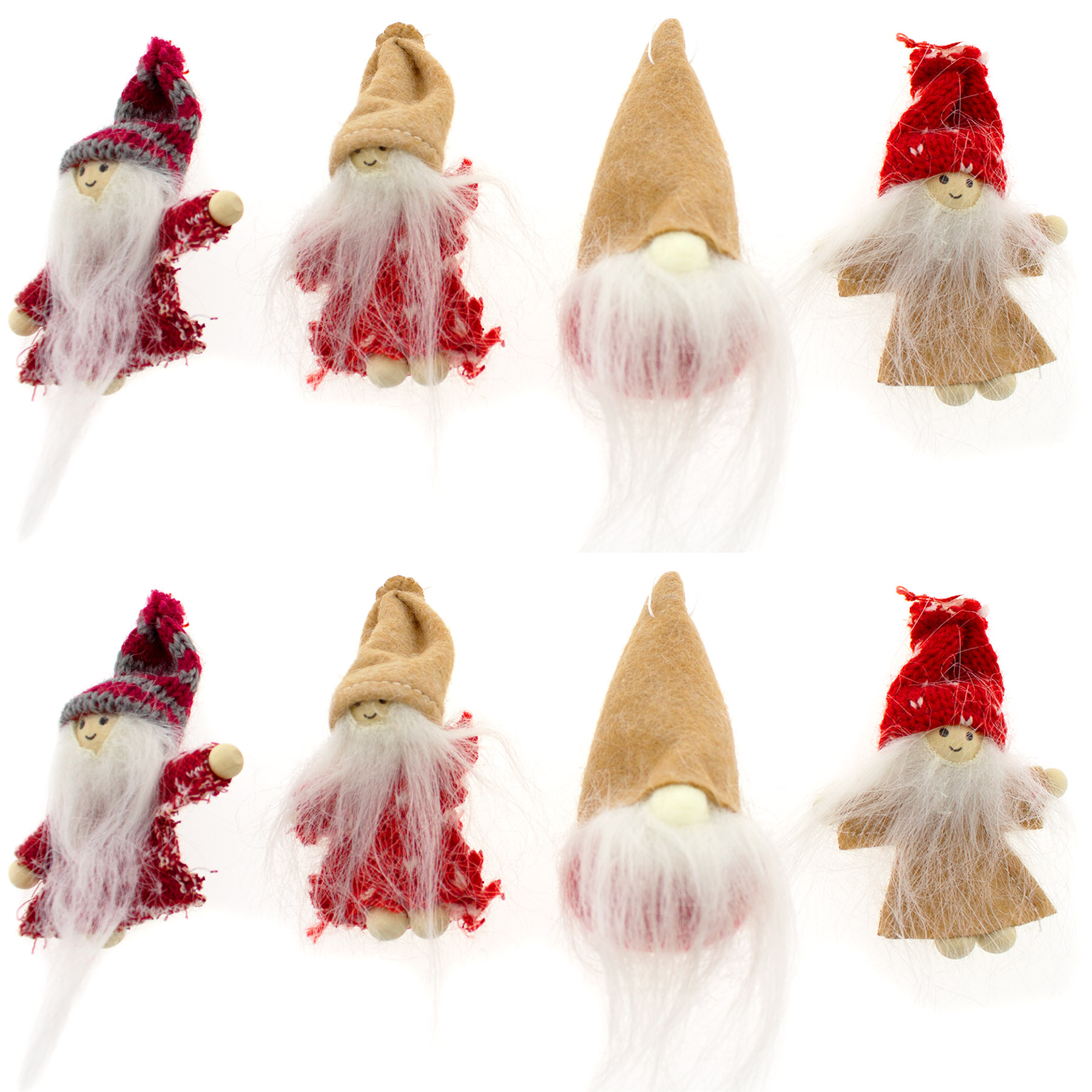 11480_Wichtel__ 8 x Weihnachtswichtel aus Holz zum Hängen 8 cm - Baumschmuck
