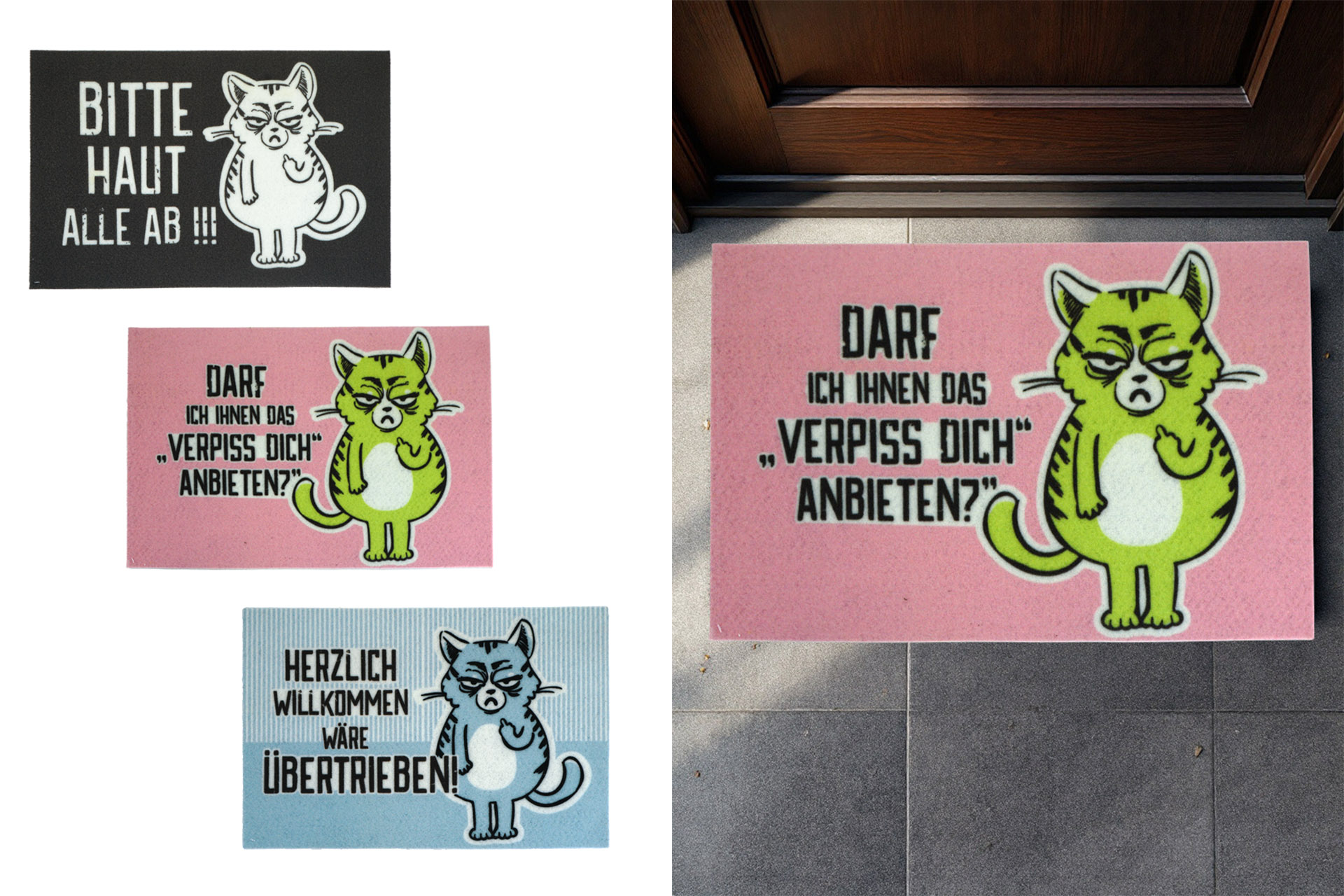 Fußmatte "Miesekatze" 40 x 60 cm - 3 Designs
