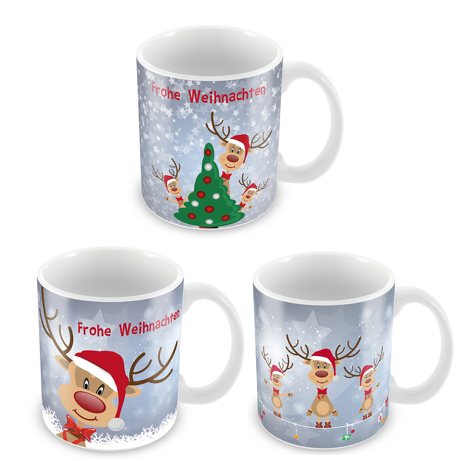 71296_Tassen Weihnachtstassen mit Rentiermotiv - Glühweintassen