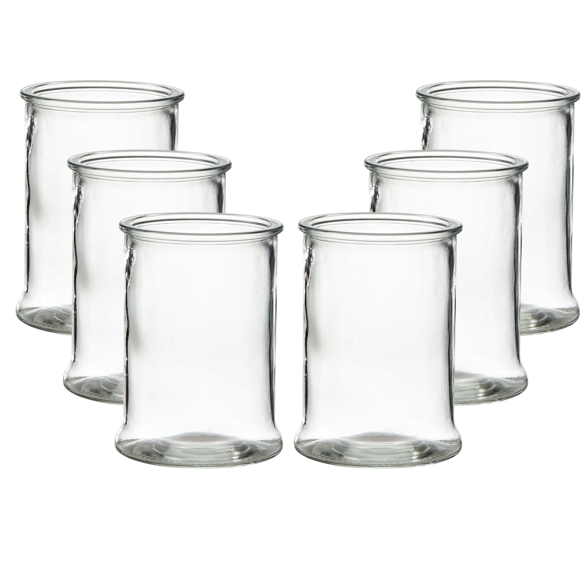 512928-10-Kopie-2-6er 6 x Windlichter aus Glas in Zylinderform H 17 cm - Ø 13 cm