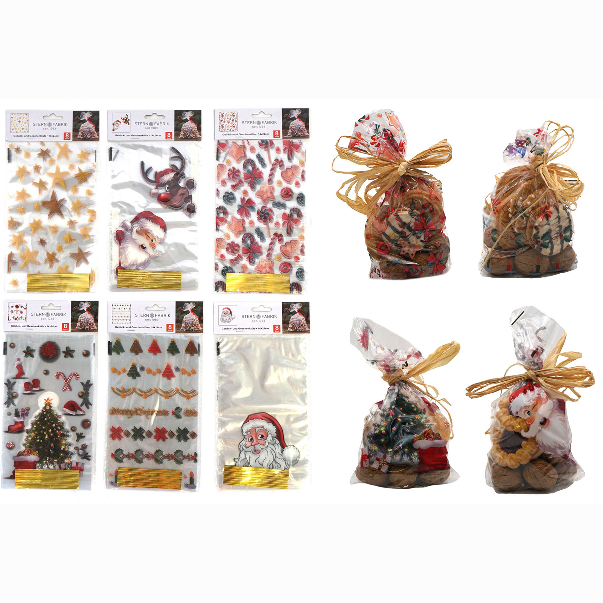 01239yzGYdb0vLemPO 48 x Gebäcktüten - Plätzchentüten - Geschenktüten Weihnachten 14 x 24 cm