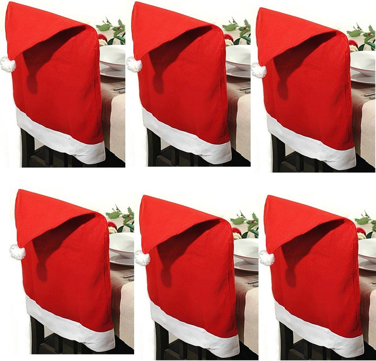 270245-6_ 6 x Stuhlhussen "Weihnachtsmütze"