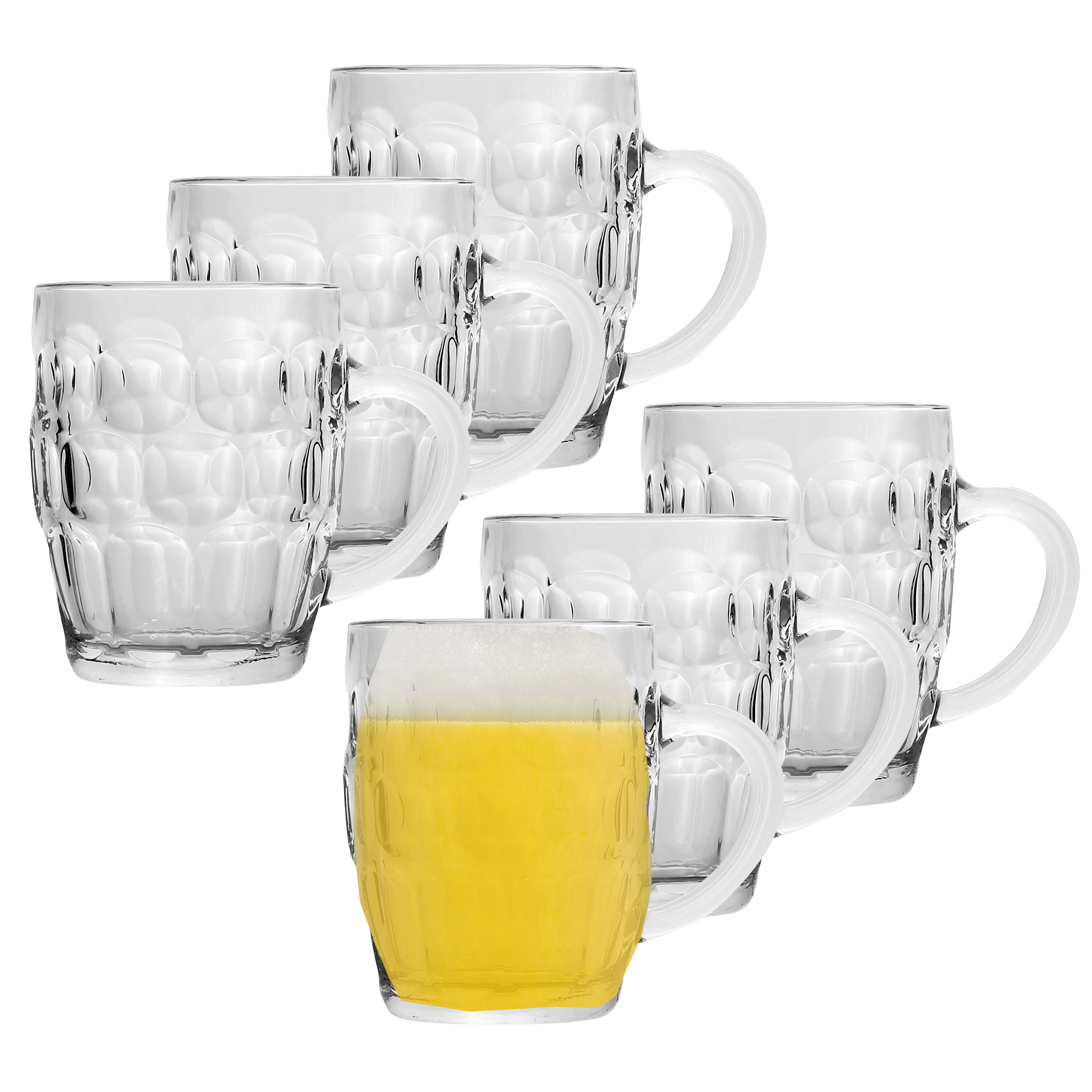242620-6er-mit-Bier 6 x Krug aus Glas 560 ml - Bierkrug mit Henkel
